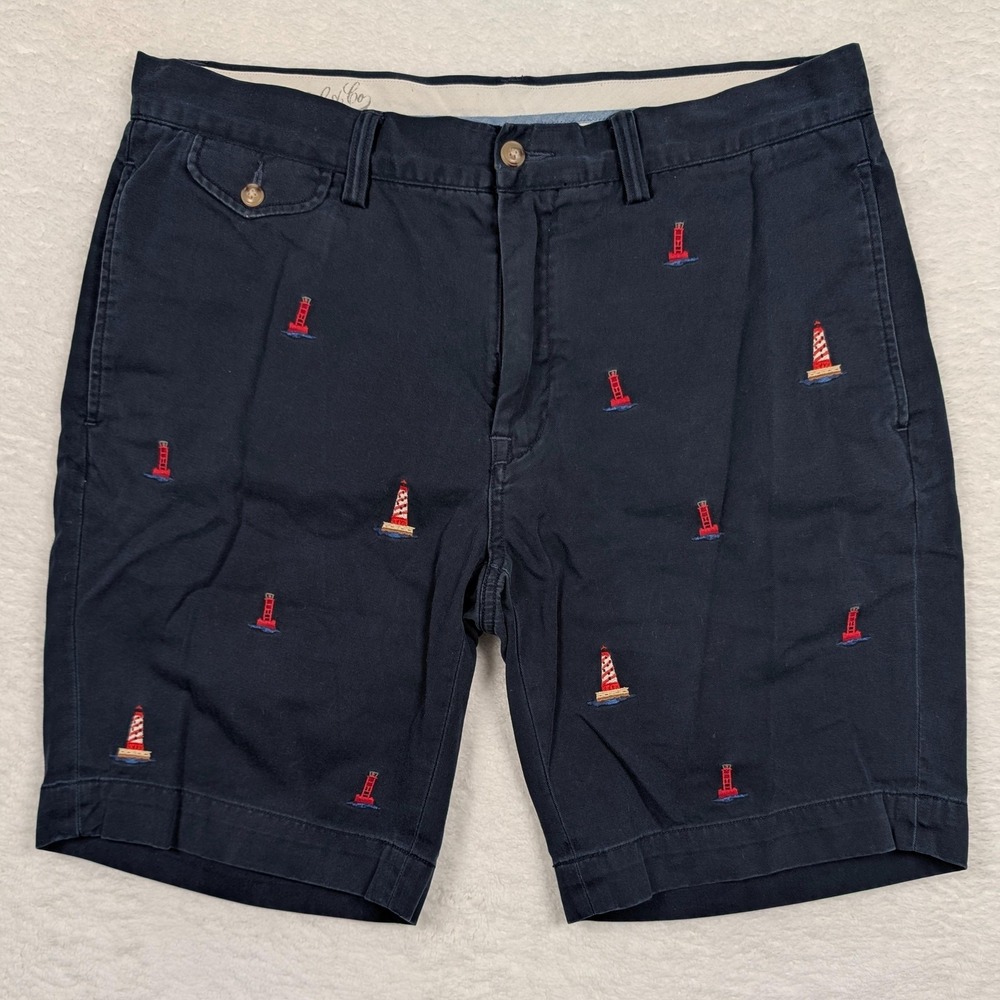 Polo Ralph Lauren Shorts Mens 34 Navy Bedford Chino Lighthouse Embroidered‎